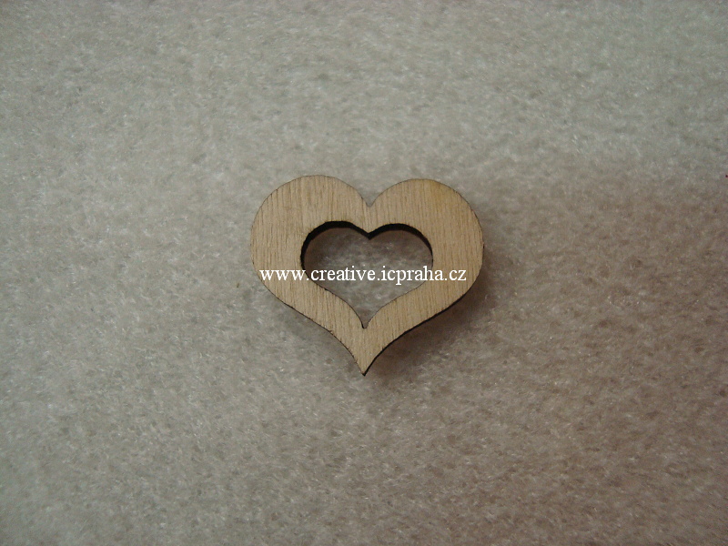 dřevo - srdce kontura 2 cm